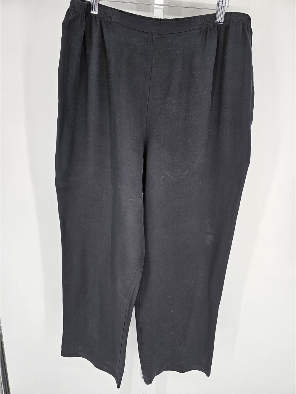 Caroline Rose Womens Sz 1X Pull On Wide Leg Dress Pants Solid Black